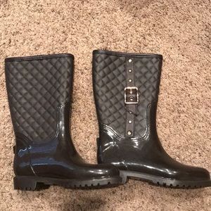 Brown Quilted Rain-boots